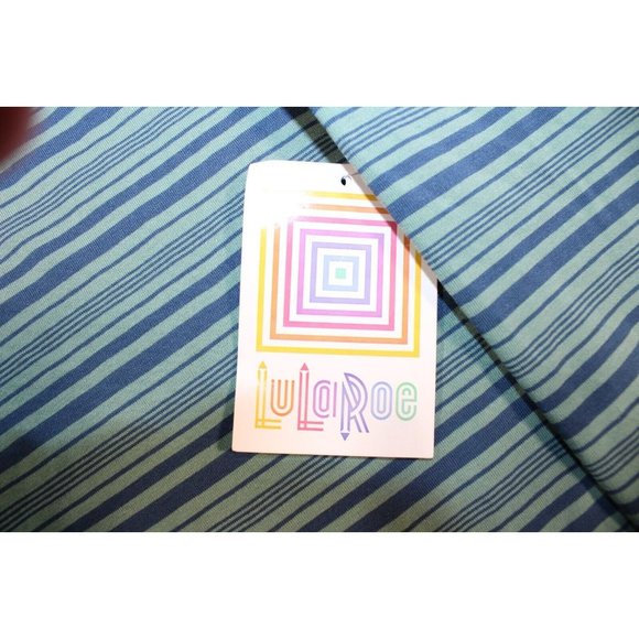 Womens Lularoe Lynnae Long Sleeve Shirt Top XS Blue Teal Striped NWT - Picture 5 of 6